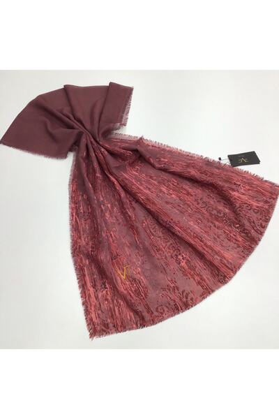 19V69 ITALIA شال هايتي باللون العنابي مقاس 90 × 200 سم مع شماعة وشاح ومجموعة هدايا