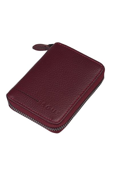 Esgue Zippered Claret Red Leather Wallet