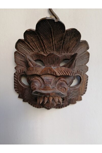 Butik Tülin Otantik el yapımı ahşap doğal abanoz ağacı barong mask duvar mask...