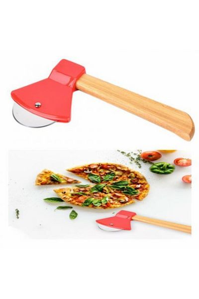 Enfa Bamboo Handle Axe Pizza Pastry Dough Cutter Slicer