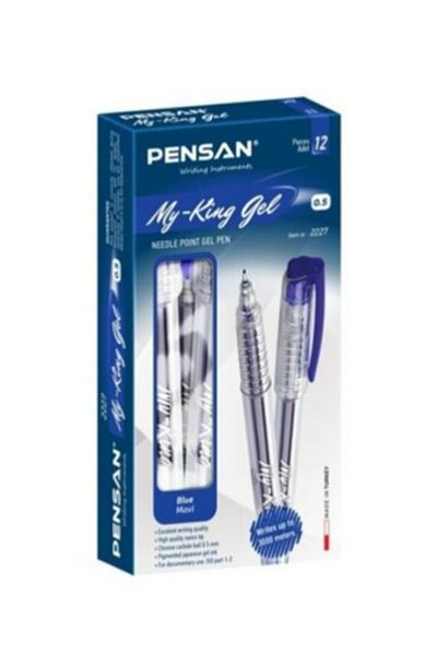 Pensan 6405 قلم حبر جاف ماي كينج جل 0.5 مم أزرق 12 قطعة (1 عبوة 12 قطعة) 3080.13057