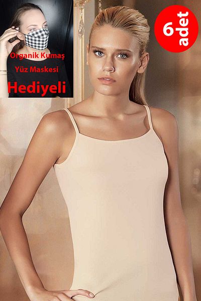 Şahinler Γυναικείο εσώρουχο Skin Rib - Σχοινί λουράκι, ίσιο, 6 τεμάχια Mb001