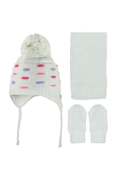 Kitti Girl's Pink Scarf Beanie Gloves Triple Set (K2900-03)