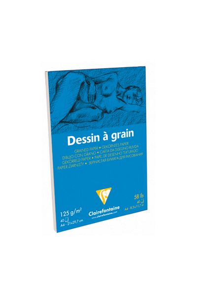 Clairefontaine كتلة رسم من Dessin A Grain مقاس A4 125 جرام 40 ورقة لاصقة علوية