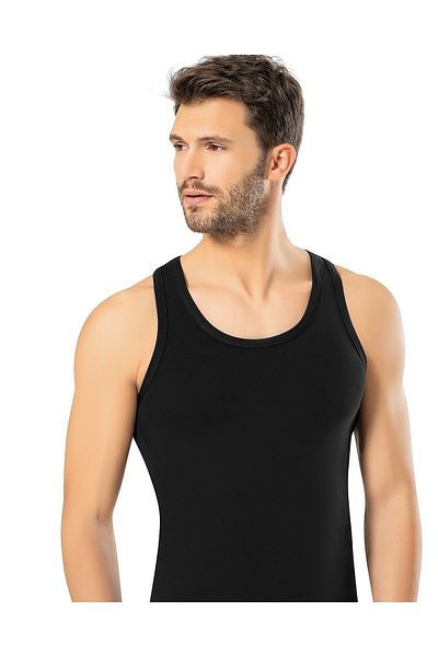 ERDEM İÇ GİYİM Men's 1121 Cotton Elastane Sportsman Rambo Black Undershirt 3-pack