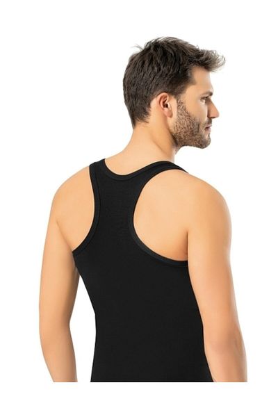 ERDEM İÇ GİYİM Men's 1121 Cotton Elastane Sportsman Rambo Black Undershirt 3-pack