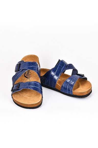 Moosefield Genuine Leather Blue Men's Slippers