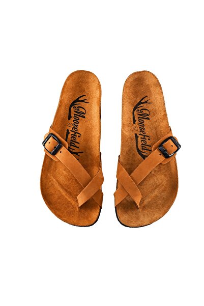 Moosefield Genuine Leather Brown Women's Slippers