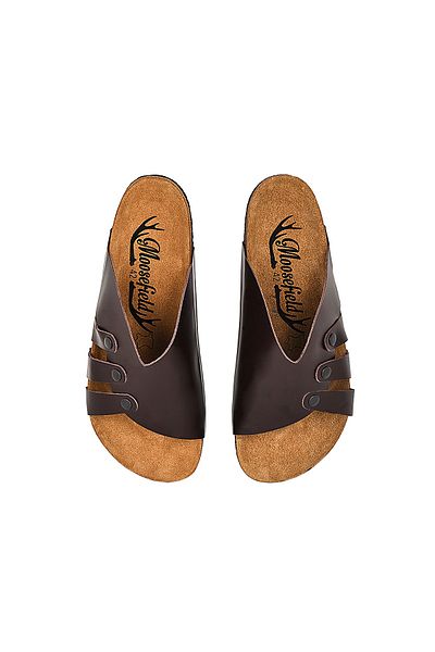 Moosefield Genuine Leather Dark Brown Men's Slippers