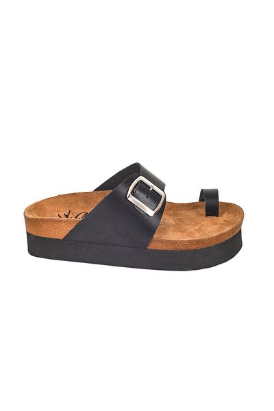 Moosefield Genuine Leather Black Women's Slippers