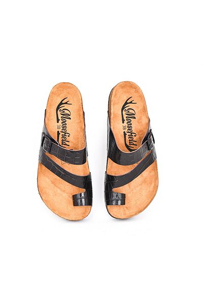 Moosefield Genuine Leather Dark Brown Women's Slippers