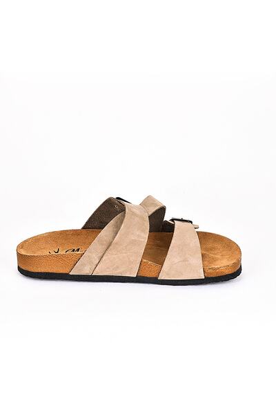 Moosefield Ανδρικές παντόφλες από γνήσιο δέρμα μπεζ