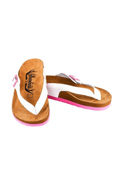 Moosefield Genuine Leather White Women's Slippers