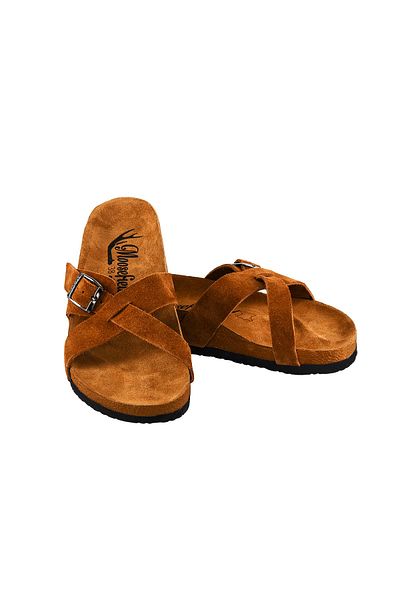 Moosefield Genuine Leather Brown Women's Slippers