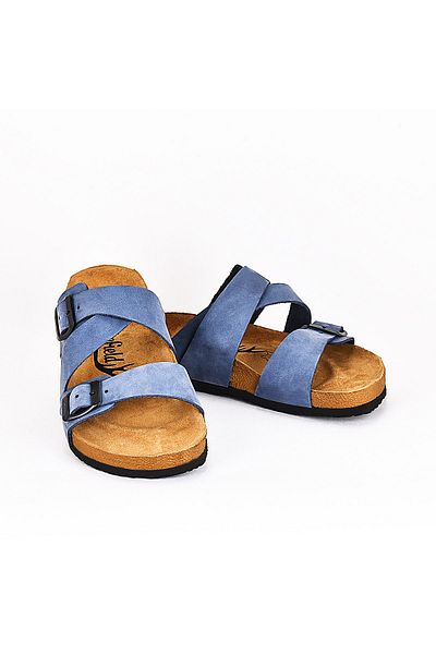 Moosefield Leather Blue Women's Slippers