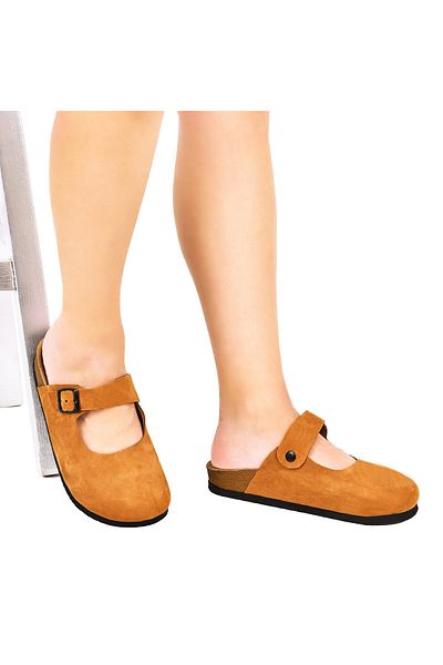 Moosefield Genuine Leather Brown Women's Slippers
