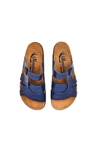 Moosefield Genuine Leather Blue Men's Slippers