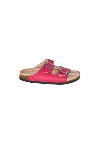 Moosefield Papuci cu blană din piele naturală fucsia