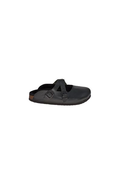 Moosefield Genuine Leather Dark Green Furry Slippers