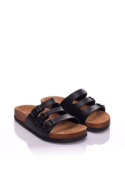 Moosefield Genuine Leather Black Women's Slippers
