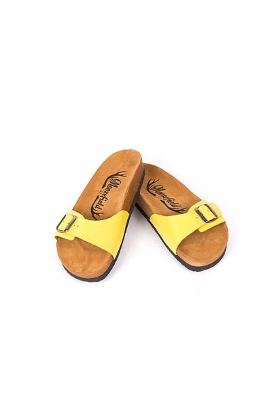 Moosefield Genuine Leather Yellow Women's Slippers