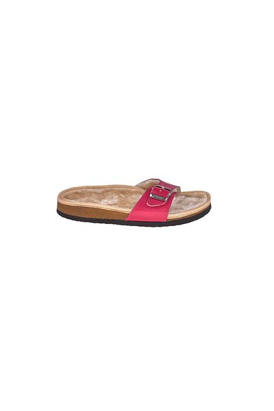 Moosefield Papuci cu blană din piele naturală fucsia