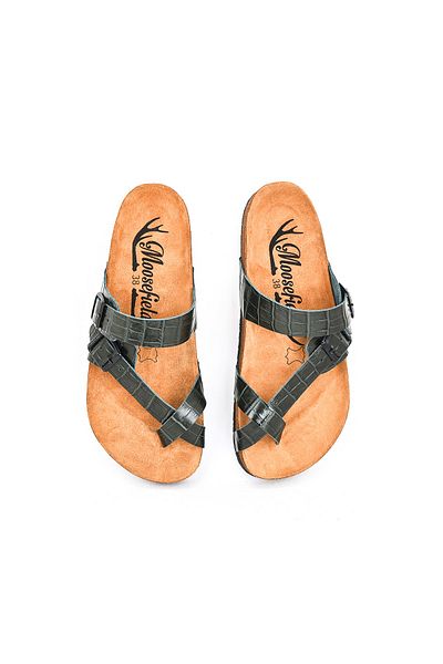 Moosefield Leather Green Women's Slippers