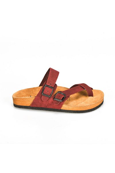 Moosefield Genuine Leather Claret Red Women's Slippers