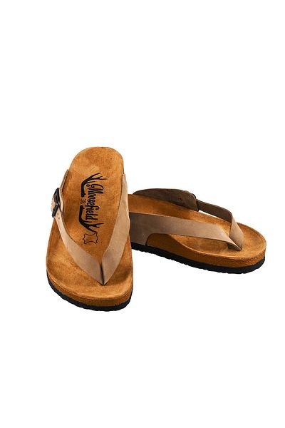 Moosefield Women's Beige Genuine Leather Slippers