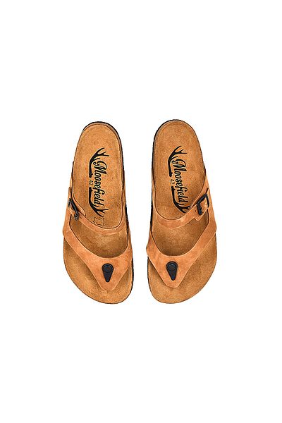 Moosefield Men's Genuine Leather Brown Slippers