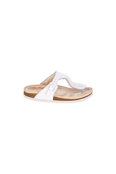 Moosefield White Furry Genuine Leather Slippers