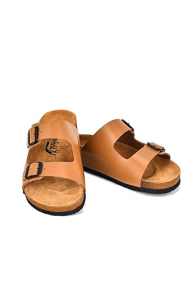 Moosefield Genuine Leather Light Brown Men's Slippers