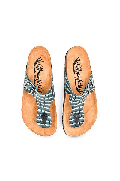Moosefield Genuine Leather Green Women's Slippers