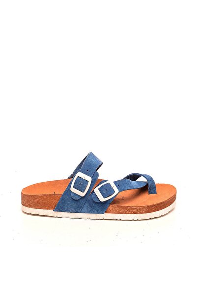 Moosefield Papuci de damă albastru din piele naturală