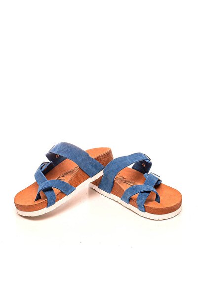 Moosefield Papuci de damă albastru din piele naturală