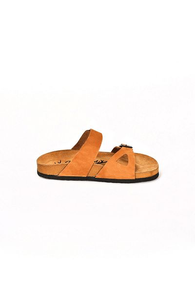 Moosefield Genuine Leather Brown Women's Slippers