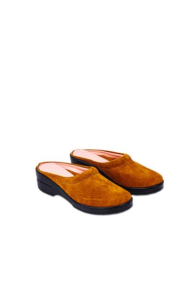 Moosefield Genuine Leather Brown Women's Slippers