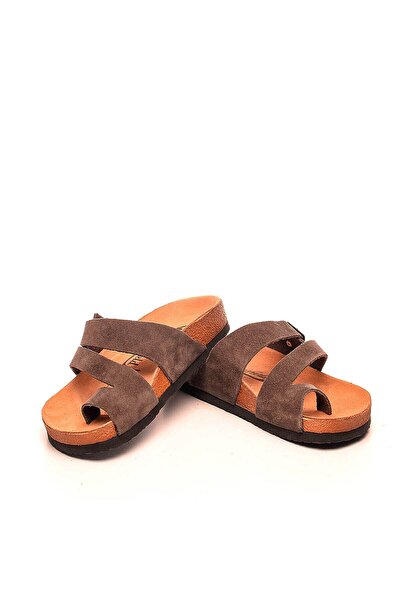 Moosefield Genuine Leather Brown Women's Slippers