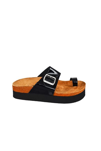 Moosefield Women's Genuine Leather Black Slippers
