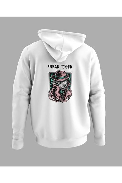 Raf Coll Φούτερ Unisex Λευκή Πλάτη Ψηφιακή στάμπα με κουκούλα