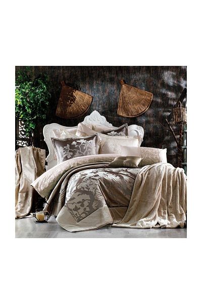 ZEBRA CASA Beige Garzia Bedspread Duvet Cover Set - Dowry Set