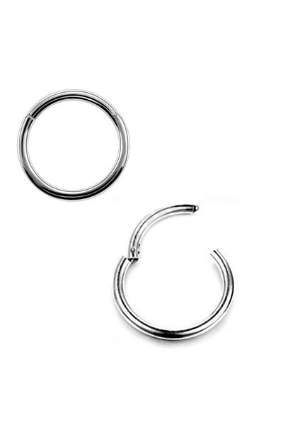 Kirpi Hinged Silver Color Hoop Steel Earrings 8 Mm (1 Piece)
