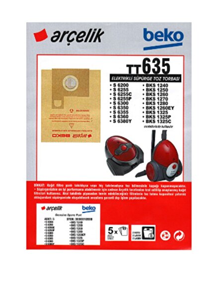 Arçelik Tt635 Toz Torbası (10adet) S6300 6350 6360 6380y 6355