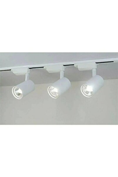 Led Pasajı Beyaz Kasa Ve Beyaz Işık 4 Adet 360 Derece Dönen Led Ray Spot Lamba 1 Metre Raylı Armatür