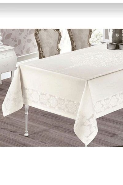 Almila Home Jumbo Board Pattern Carefree Table Cloth 160x220 Cream