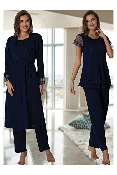 Effort Pijama Effortt 2054 Navy Blue Lace Σετ Πιτζάμες εγκυμοσύνης με λεπτομέ...