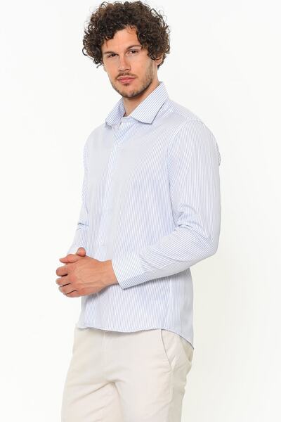 Varetta Чоловіча синя сорочка зі смужками та довгими рукавами