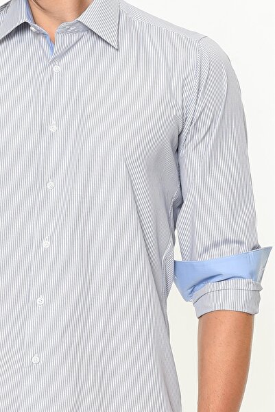 Varetta Чоловіча біла сорочка Slim Fit у смужку з довгими рукавами