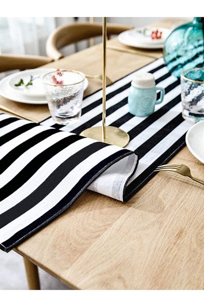 Derinteks Derin Home Runner dreptunghiular fără probleme cu dungi negre 40x150