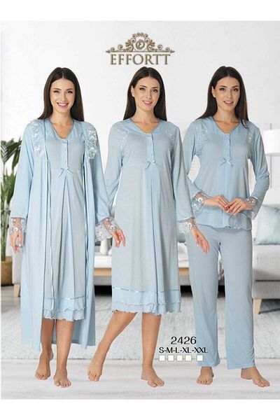 Effort Pijama Zerre Bebe Women's Blue Maternity Long Sleeve Set of 4 Effort 2426